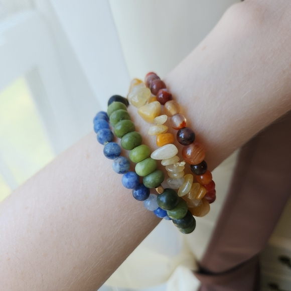 Boho Crystal Beaded Bracelet Stacking Set Of 3 - Picture 3 of 12